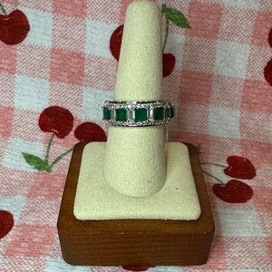 Silver Ring with Green Gemstones